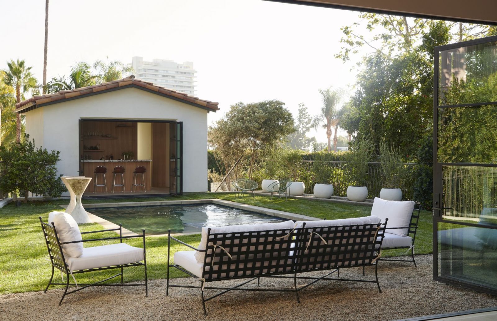 The outdoor terrace with a saltwater pool (Photo: Amy Neunsinger)