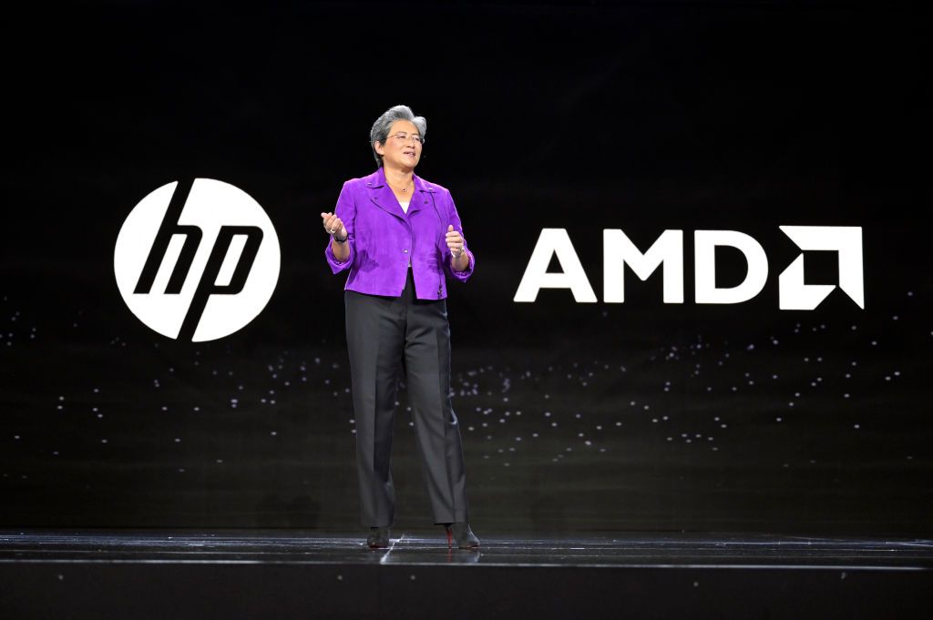 LAS VEGAS, NEVADA - JANUARY 04:  AMD Chair and CEO Dr. Lisa Su delivers a keynote address at CES 2023 at The Venetian Las Vegas on January 04, 2023 in Las Vegas, Nevada. CES, the world's largest annual consumer technology trade show, runs from January 5-8 and features about 3,100 exhibitors showing off their latest products and services to more than 100,000 attendees.  (Photo by David Becker/Getty Images)