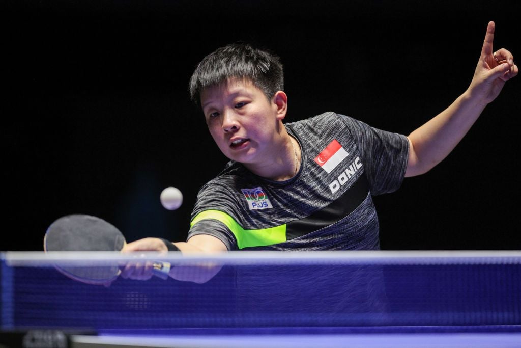 TAIYUAN, CHINA - MAY 23: Zeng Jian of Singapore competes in the Women's Singles Round of 32 match against Mima Ito of Japan on day one of WTT Contender Taiyuan 2024 at Taiyuan Binhe Sports Center on May 23, 2024 in Taiyuan, Shanxi Province of China. (Photo by Hu Yuanjia/VCG via Getty Images)