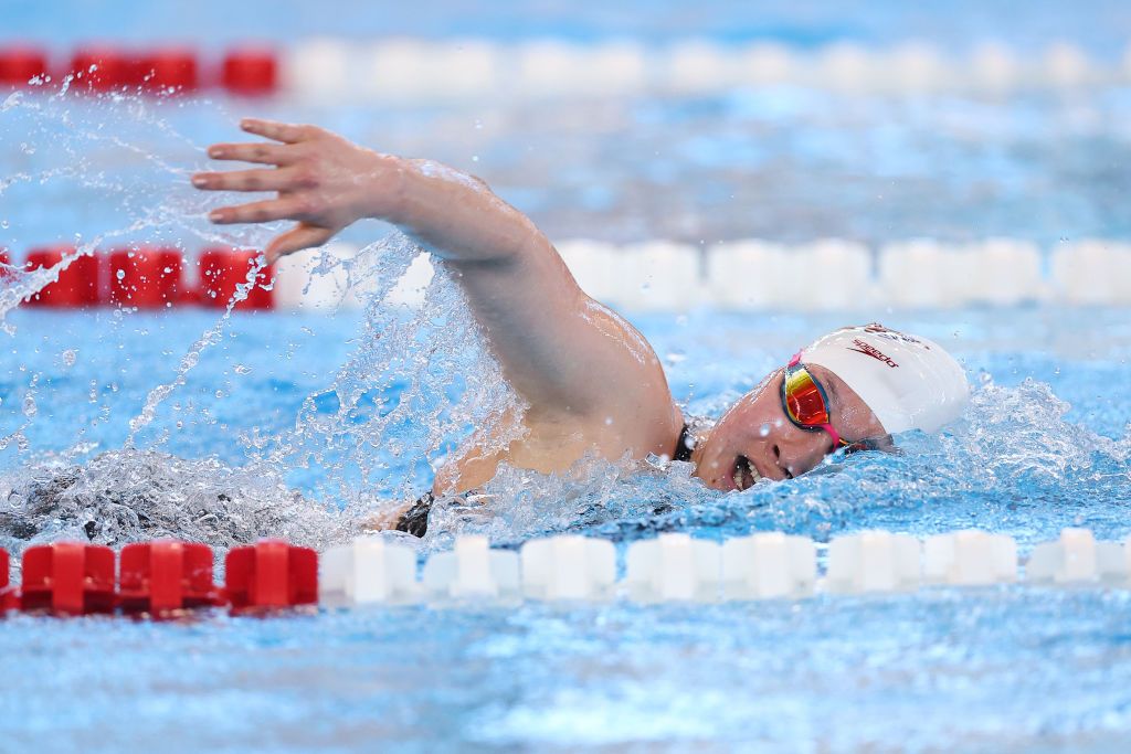 WESTMONT, ILLINOIS - APRIL 12: Ching Hwee Gan competes in the Women's 800 Meter Freestyle Final on Day 1 of the TYR Pro Swim Series Westmont at FMC Natatorium on April 12, 2023 in Westmont, Illinois. (Photo by Michael Reaves/Getty Images)