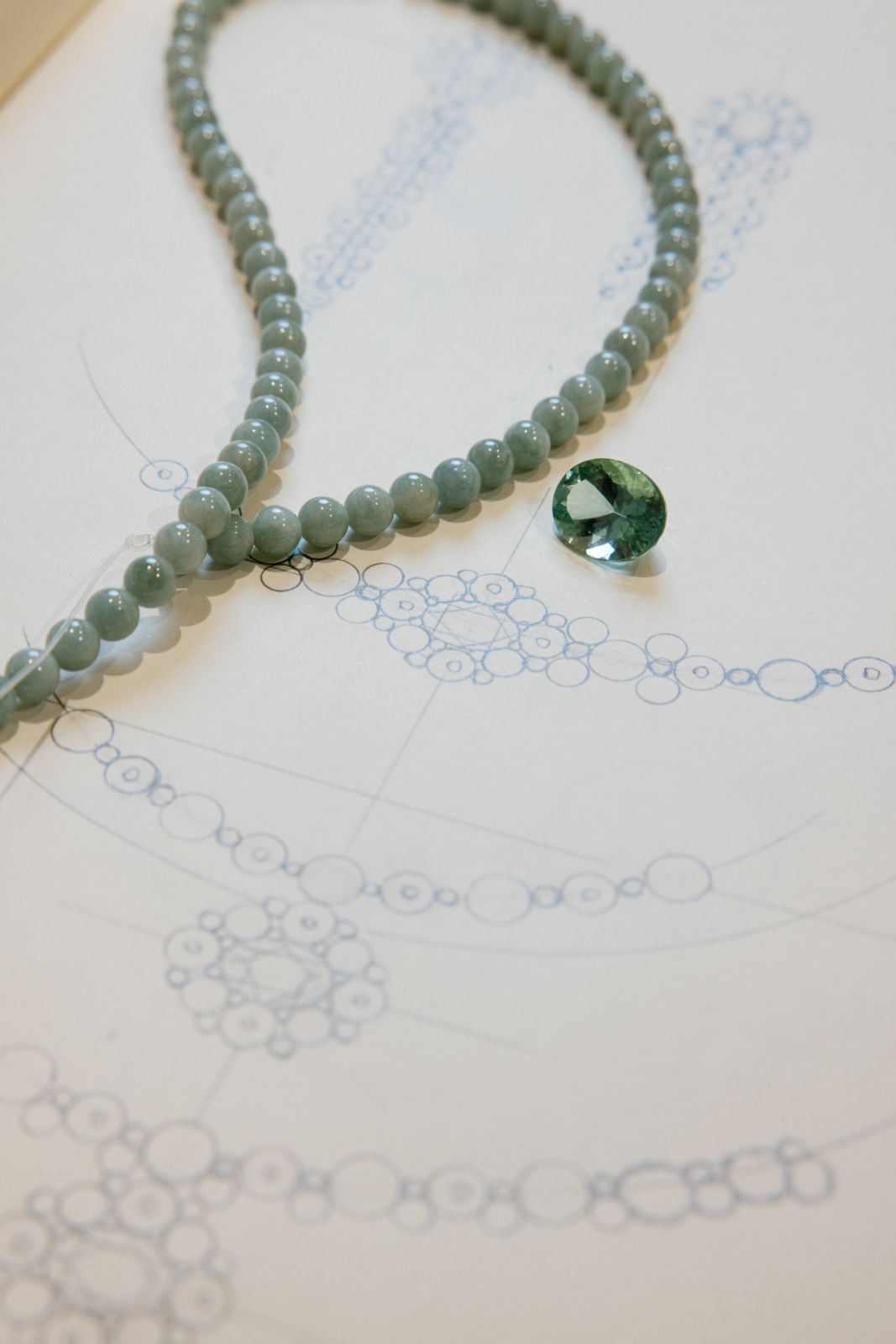 A bespoke design with mint green tourmaline and jade beads (Photo: Philip Andrukhovich)