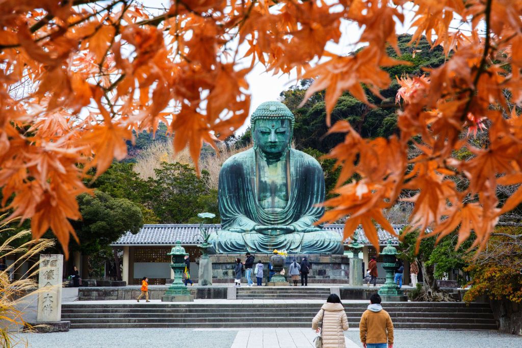 KAMAKURA, JAPAN - 2020/12/28: The great Buddha of Kamakura statue seen on the grounds of Kotokuin Temple. (Photo by Stanislav Kogiku/SOPA Images/LightRocket via Getty Images)