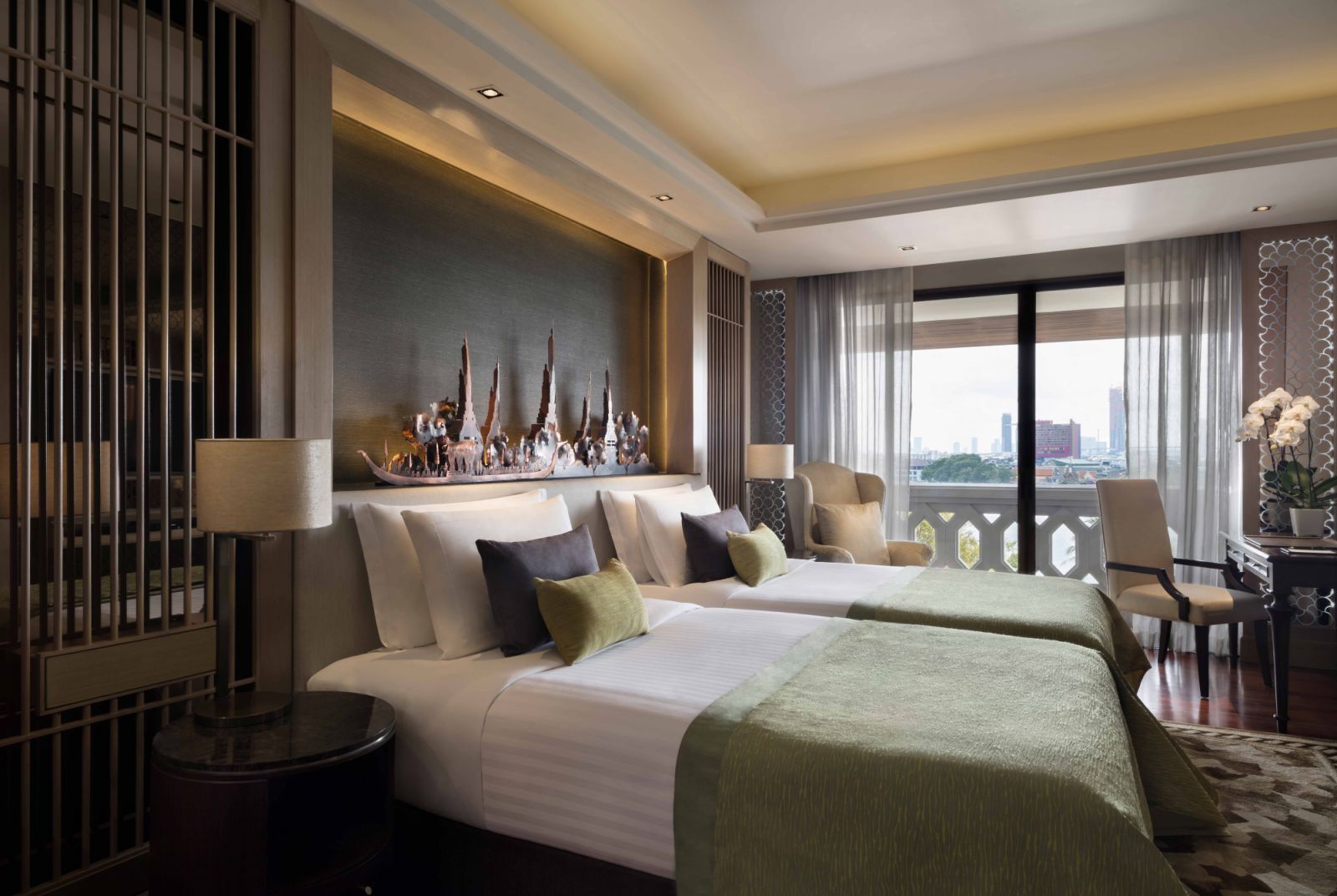 Two Bedroom River View Chao Phraya Suite's twin room at Anantara Riverside Bangkok Resort