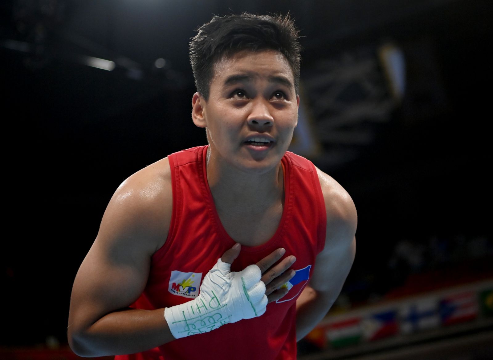 Nesthy Petecio after the Olympic match with Sena Irie of Japan (Photo: Luis Robayo / Getty Images)