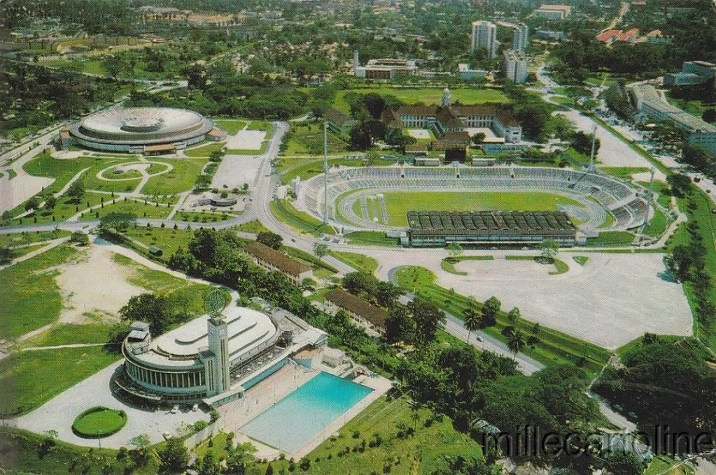 A postcard of Stadium Merdeka, Stadium Negara and the Chin Woo Stadium (Photo: Millecartoline)