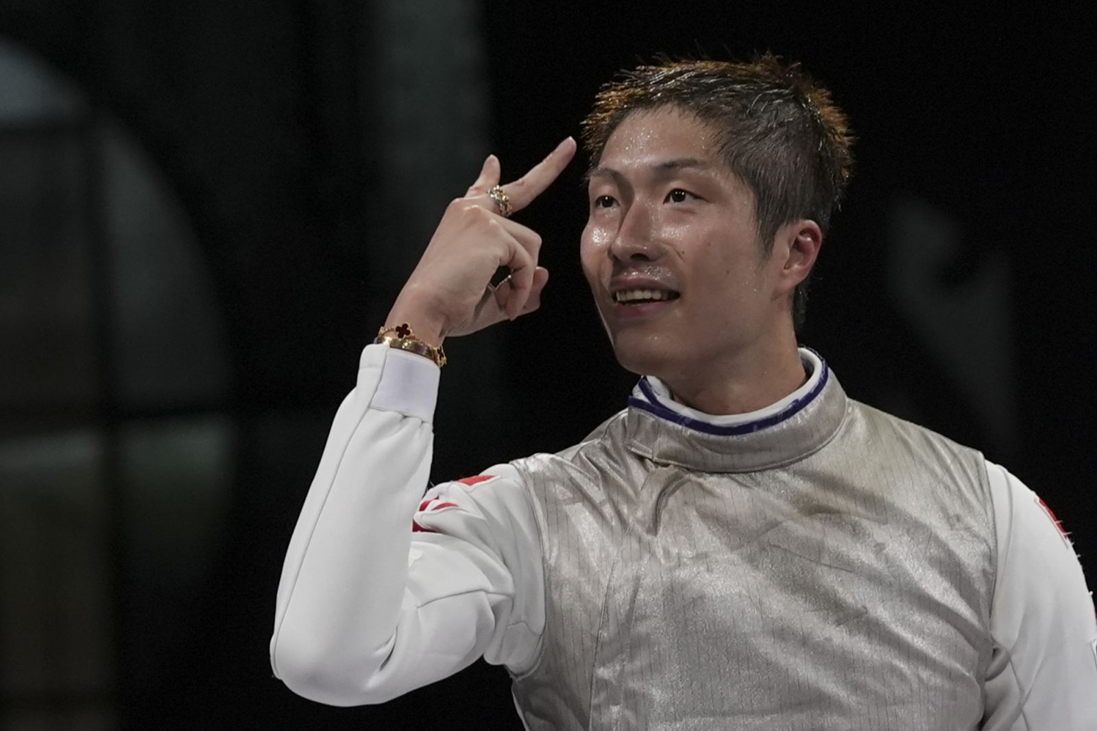 PARIS, FRANCE - JULY 29: Filippo Macchi of Italy and Cheung Ka Long of Hong Kong compete in the Fencing Men's Foil Individual Final on day three of the Olympic Games Paris 2024 at Grand Palais on July 29, 2024 in Paris, France. Cheung Ka Long wins the Gold medal. (Photo by Mustafa Ciftci/Anadolu via Getty Images)