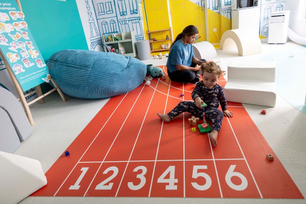 PARIS, FRANCE - JULY 23: Inside a nursery room in the Athletes' Village ahead of the Paris Olympic Games on July 23, 2024 in Paris, France. (Photo by Maja Hitij/Getty Images)